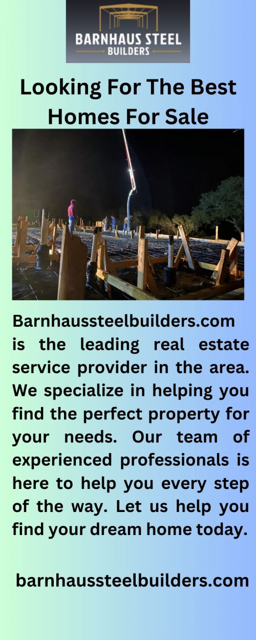 Barnhaussteelbuilders.com provides estate sale services in San Antonio. We specialize in helping you to find the perfect estate sale for your needs. Contact us today for more information.

https://barnhaussteelbuilders.com/texas/real-estate-services/