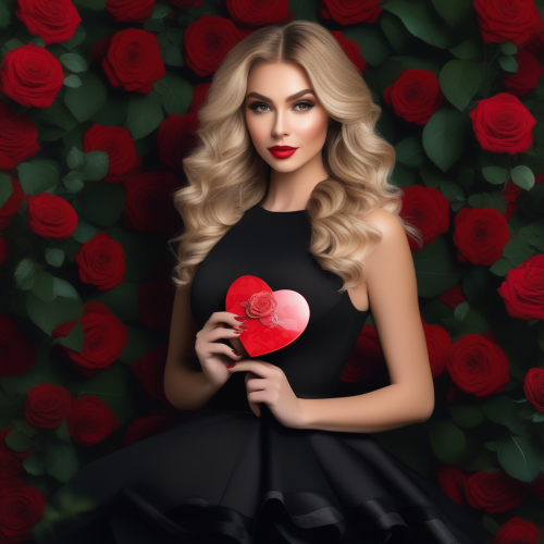 beautiful woman valentine beautiful dress red heart in hand full body centered ultra hd 4k pr 530868