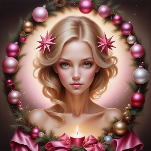 full boby beautiful brown blonde centered pink christmas decoration painting mysterious 282825803 (1