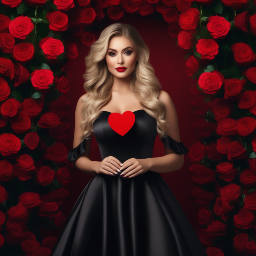 beautiful woman valentine beautiful dress red heart in hand full body centered ultra hd 4k pr 530868