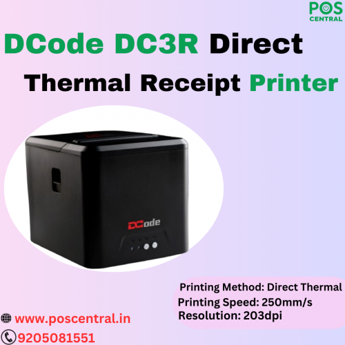 The DCode DC3R Direct Thermal Receipt Printer seamlessly combines cutting-edge technology with efficiency. Utilizing the Direct Thermal printing method, it delivers swift results with a remarkable printing speed of 250mm/s, ensuring rapid and precise output. The printer boasts a high resolution of 203dpi, guaranteeing clear and sharp prints for various applications. Operating seamlessly in a broad temperature range from -20℃ to 70℃, it proves resilient in diverse environments. This makes it an ideal choice for businesses requiring reliable and high-performance receipt printing. Elevate your point-of-sale experience with the DCode DC3R – where speed, clarity, and adaptability converge. Available now at POS Central India. Visit https://www.poscentral.in/dcode-dc3r-direct-thermal-receipt-pos-printer.html