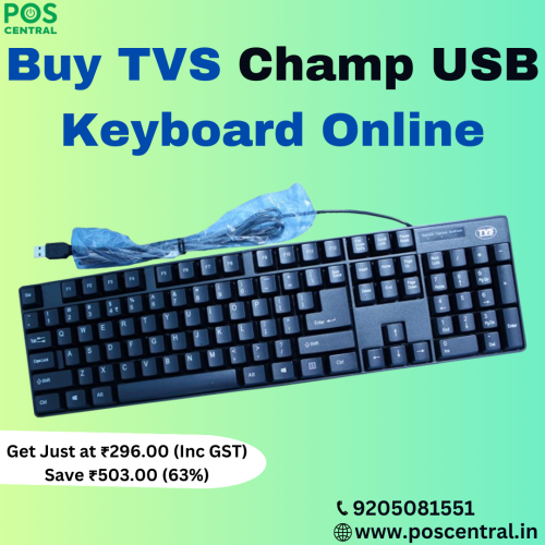 The TVS Champ USB Keyboard is a reliable and user-friendly input device, ideal for enhancing your computing experience. With a sleek and compact design, this keyboard boasts a USB interface for easy connectivity. The well-spaced keys ensure comfortable typing, making it suitable for both work and leisure. Its durable construction promises longevity, while the plug-and-play feature simplifies installation. Whether you're working on documents or navigating the web, Buy TVS Champ USB Keyboard Online as it delivers efficiency at your fingertips. Upgrade your typing experience with this affordable and quality keyboard, available at POS Central India. Visit https://www.poscentral.in/tvs-champ-usb-keyboard.html