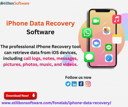 The Best iPhone Data Recovery Software Can Recover Data from iTunes, iCloud, and iPhone. It enables the recovery of misplaced or erased photos, notes, documents, SMS, and other data from iPhone.

Check for more details at: https://www.stillbonsoftware.com/fonelab/iphone-data-recovery/