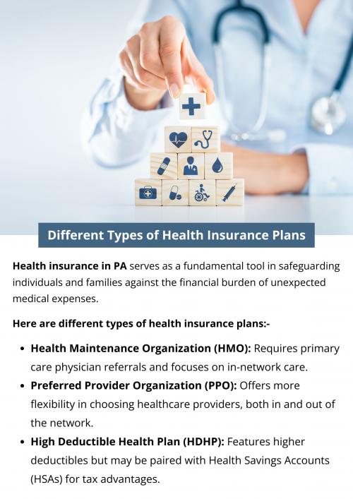 Health insurance plans come in various types to suit diverse needs. Health Maintenance Organization plans to prioritize in-network care, Preferred Provider Organization plans offer flexibility in choosing healthcare providers, and High Deductible Health Plans come with lower premiums and higher deductibles. To know more visit here https://www.capbluecross.com/wps/portal/cap/home/shop/individual