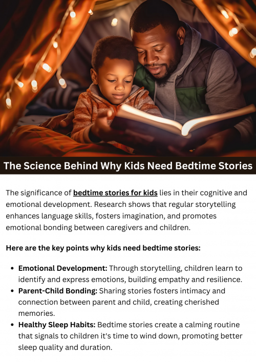The significance of bedtime stories for kids lies in their cognitive and emotional development. Research shows that regular storytelling enhances language skills, fosters imagination, and promotes emotional bonding between caregivers and children. Through engaging narratives, kids explore new worlds, learn valuable life lessons, and develop a lifelong love for reading and storytelling. To know more visit here https://inflationeducation.net/better-bedtime-stories/