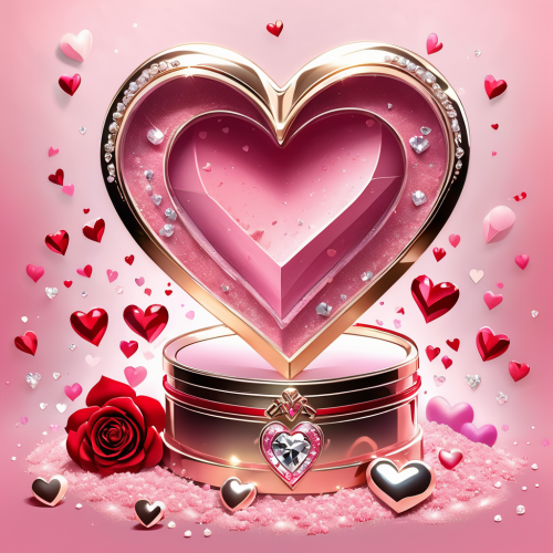 a valentines day carddigital painting with diamond and pearl paints a heart shaped box with red (3)