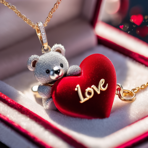 a valentines day card in an open velvet box lies a necklace made of a bright red pulsating ruby he