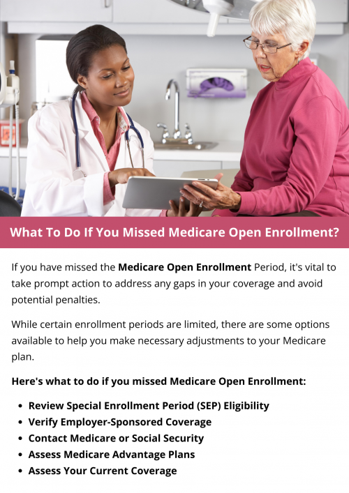 If you missed Medicare Open Enrollment, act promptly. Assess your coverage, check for Special Enrollment Period eligibility, and contact Medicare or Social Security for guidance. Explore Medigap or Medicare Advantage options. Be aware of late enrollment penalties. Seek advice from Medicare advisors, and use the experience for future planning. To know more visit here https://www.capitalbluemedicare.com/wps/portal/capm/home/enroll