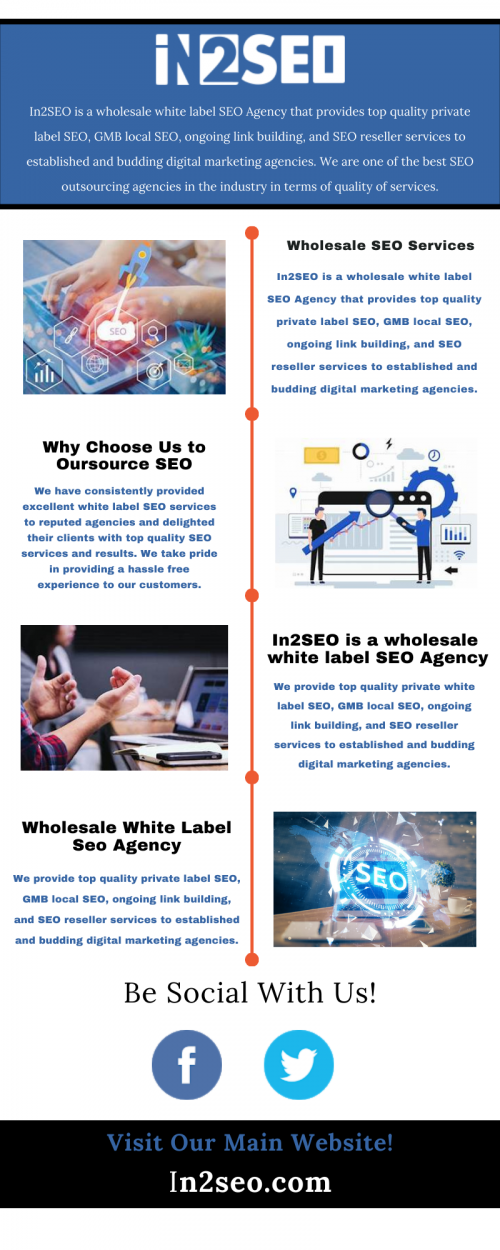 We provide top quality private white label SEO, GMB local SEO, ongoing link building, and DFY SEO reseller services to established and budding digital marketing agencies. We are one of the best search engine optimization outsourcing agencies in the industry. We provide affordable white label SEO packages and plans – we have something for everyone, whether it be a full-on competitive keyword ranking project or just some regular white label SEO maintenance of a blog. In2SEO is your trusted internet marketing, search engine optimization and white label GMB local SEO outsource partner. Visit here : https://in2seo.com/