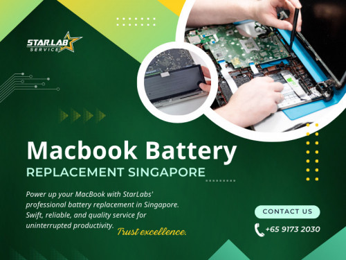 Are you finding your MacBook's battery life dwindling faster than usual? Is your device struggling to hold a charge, making using it on the go challenging? If so, it might clearly indicate that you need a Macbook battery replacement Singapore. 

Official Website : https://starlabs.com.sg/

STAR.LABS - Apple Certified Macbook Screen Battery & Laptop Repairs
Address: 3 New Bugis St, Bugis Village, CCP 106, Singapore 188867
Phone: +6591732030

Find Us On Google Map : https://g.co/kgs/DeYCMCn

Business Site: https://starlabs-phone-repair-laptop-repairs.business.site/

Our Profile: https://gifyu.com/starlabs

More Images:
https://rcut.in/JpjEuXvh
https://rcut.in/dMGrtNzO
https://rcut.in/SCfVjQYd
https://rcut.in/nSwTKBLz
https://rcut.in/NMMhvHcO