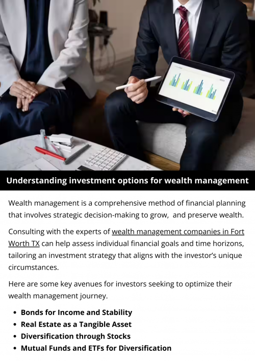 Wealth management involves the strategic allocation of funds across diverse investment options. Balancing risk and return, investors aim for long-term growth and financial security. Professional advice, market research, and regular portfolio reviews are essential to optimize investments and adapt to changing market conditions for sustainable wealth accumulation. To know more visit here https://www.alignedwealthadv.com/