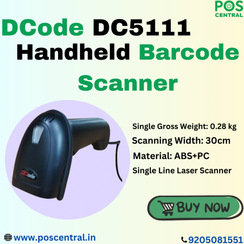 The DCode DC5111 boasts super decoding ability, effortlessly translating many barcode formats with utmost precision. Its ergonomic design ensures user comfort during prolonged usage, enhancing efficiency. With high-precision scanning, it captures intricate details swiftly, streamlining data input processes. This scanner seamlessly combines advanced decoding technology with a user-friendly interface, making it an indispensable tool for businesses seeking reliability and ease of use. Elevate your scanning experience with the DC5111, where innovation meets ergonomic excellence for seamless and accurate barcode scanning. You can visit the POS Central India website to get the DCode DC5111 Wired Barcode Scanner at a reasonable cost. Visit https://www.poscentral.in/dcode-dc5111-1d-wired-handheld-barcode-scanner.html