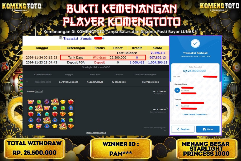 LAGI & LAGI!! KEMENANGAN BESAR DI SLOT STARLIGHT PRINCESS 1000 SEBESAR Rp.25.500.000 KOMENGTOTO BAYAR LUNAS SECEPAT KILAT !! KOMENGTOTO BAYAR SECEPAT KILAT !!