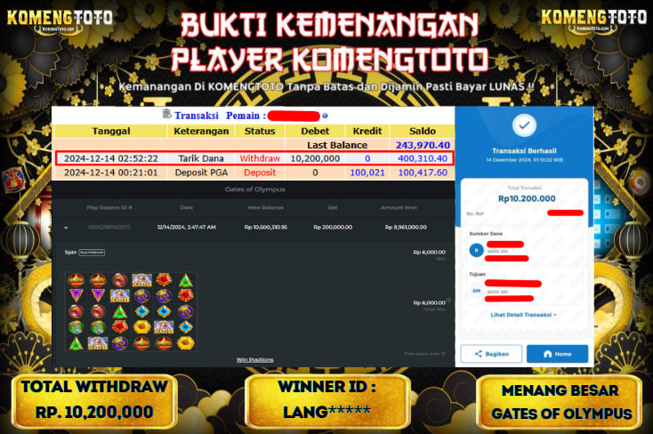 LAGI & LAGI!! KEMENANGAN BESAR DI SLOT  GATES OF OLYMPUS SEBESAR Rp.10.200.000 KOMENGTOTO BAYAR LUNAS SECEPAT KILAT !! KOMENGTOTO BAYAR SECEPAT KILAT !!