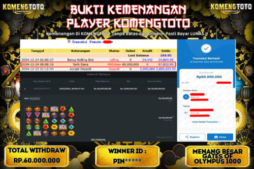LAGI & LAGI!! KEMENANGAN BESAR DI SLOT  GATES OF OLYMPUS SEBESAR Rp.60.000.000 KOMENGTOTO BAYAR LUNAS SECEPAT KILAT !! KOMENGTOTO BAYAR SECEPAT KILAT !!