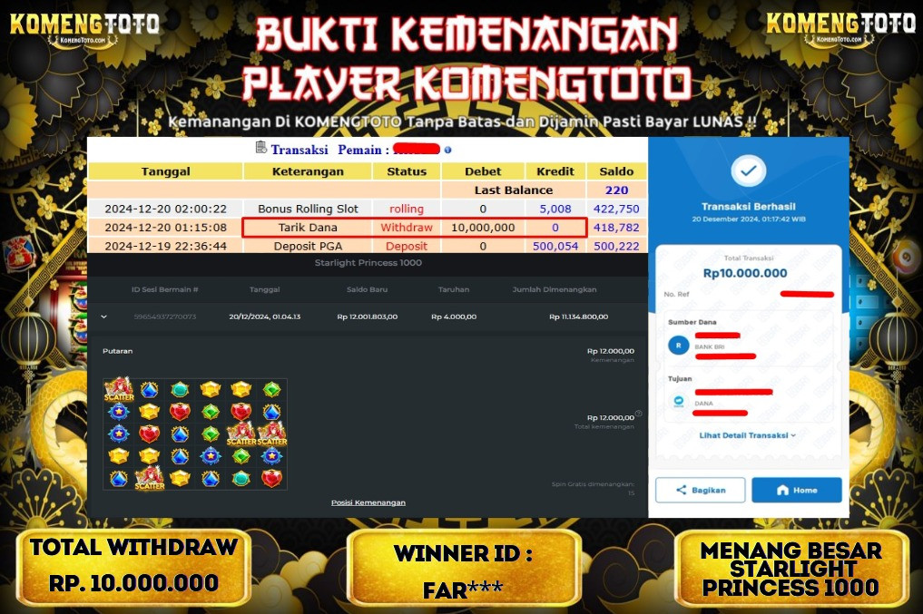 LAGI & LAGI!! KEMENANGAN BESAR DI SLOT STARLIGHT PRINCESS 1000 SEBESAR Rp.10.000.000 KOMENGTOTO BAYAR LUNAS SECEPAT KILAT !! KOMENGTOTO BAYAR SECEPAT KILAT !!