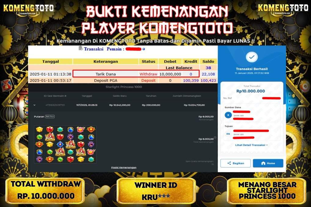 LAGI & LAGI!! KEMENANGAN BESAR DI SLOT STARLIGHT PRINCESS 1000 SEBESAR Rp.10.000.000 KOMENGTOTO BAYAR LUNAS SECEPAT KILAT !! KOMENGTOTO BAYAR SECEPAT KILAT !!