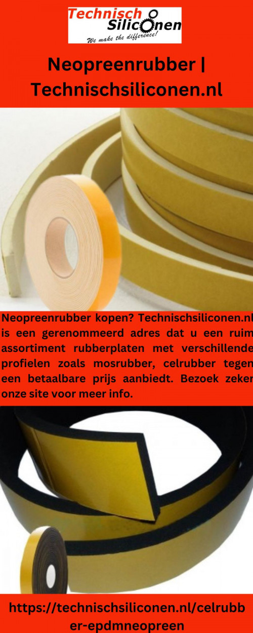 Neopreenrubber kopen? Technischsiliconen.nl is een gerenommeerd adres dat u een ruim assortiment rubberplaten met verschillende profielen zoals mosrubber, celrubber tegen een betaalbare prijs aanbiedt. Bezoek zeker onze site voor meer info.

https://technischsiliconen.nl/celrubber-epdmneopreen