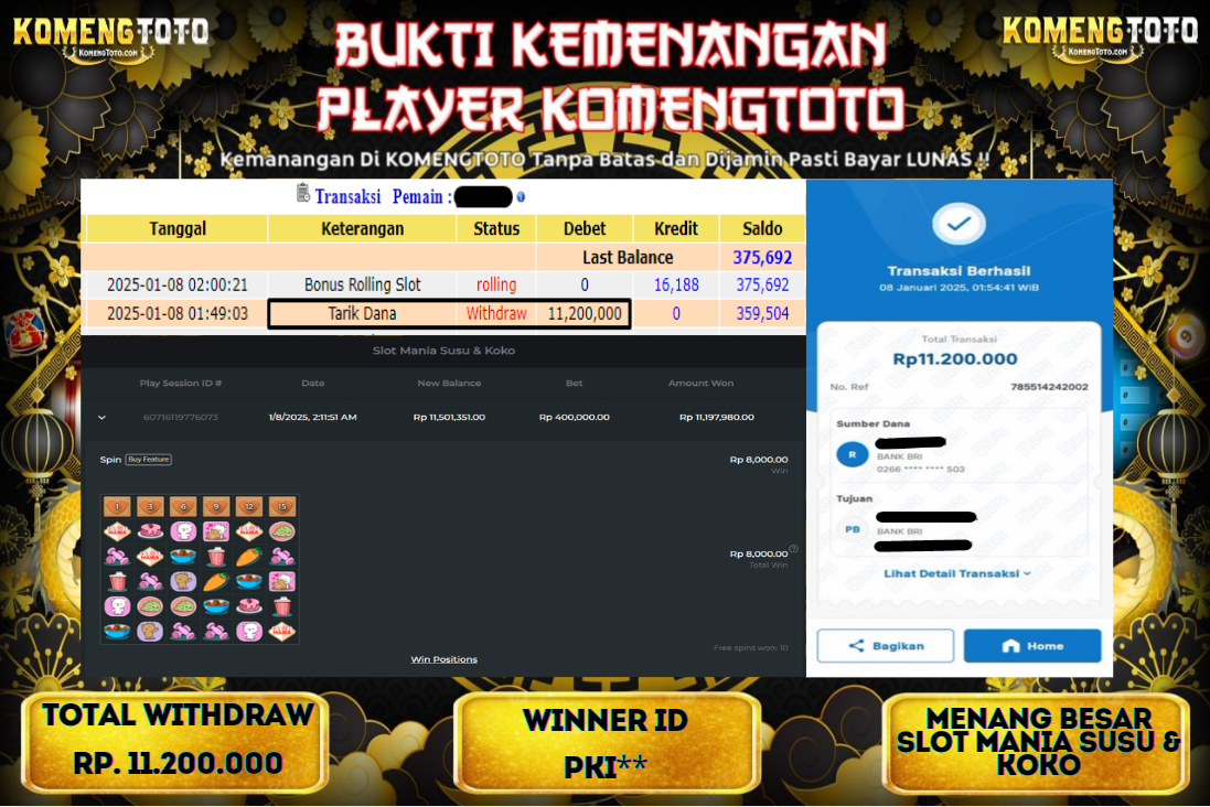 LAGI & LAGI!! KEMENANGAN BESAR DI SLOT  MANIA SUSU & KOKO  SEBESAR Rp.11.200.000 KOMENGTOTO BAYAR LUNAS SECEPAT KILAT !! KOMENGTOTO BAYAR SECEPAT KILAT !!