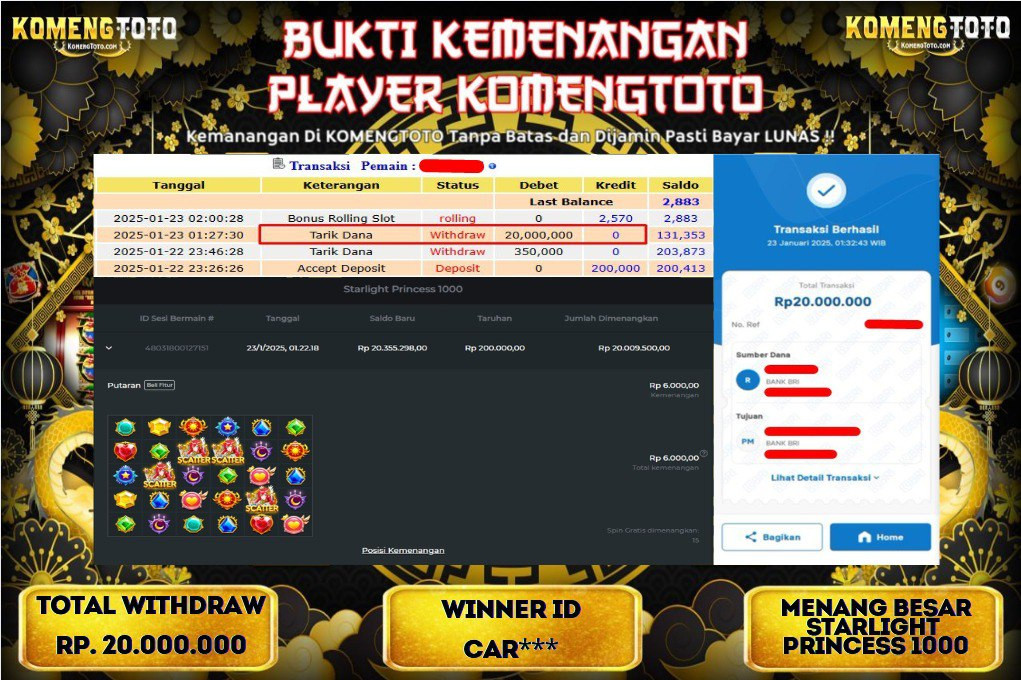 LAGI & LAGI!! KEMENANGAN BESAR DI SLOT  STARLIGHT PRINCESS 1000 SEBESARp.20.000.000 KOMENGTOTO BAYAR LUNAS SECEPAT KILAT !! KOMENGTOTO BAYAR SECEPAT KILAT !!
