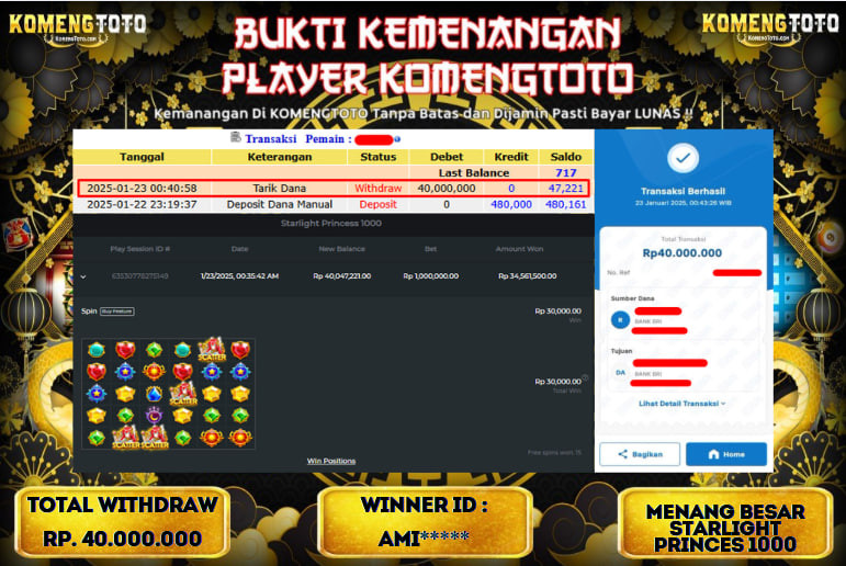 LAGI & LAGI!! KEMENANGAN BESAR DI SLOT  STARLIGHT PRINCESS 1000  SEBESAR Rp.40.000.000 KOMENGTOTO BAYAR LUNAS SECEPAT KILAT !! KOMENGTOTO BAYAR SECEPAT KILAT !!