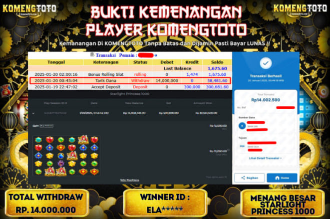 LAGI & LAGI!! KEMENANGAN BESAR DI SLOT  STARLIGHT PRINCESS 1000  SEBESAR Rp.14.000.000 KOMENGTOTO BAYAR LUNAS SECEPAT KILAT !! KOMENGTOTO BAYAR SECEPAT KILAT !!