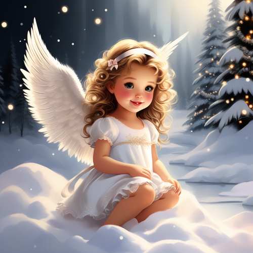 angel baby girl christmas cartoon art 259665350