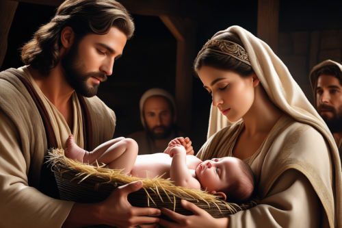 masterpiece extremely intricate13 realistic photo of handsome newborn jesus in a manger ne 381563353