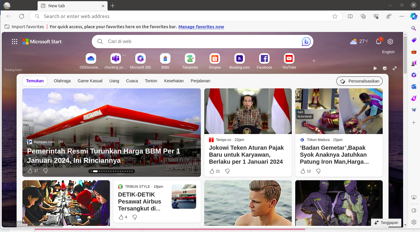 edge browser appearance full with news