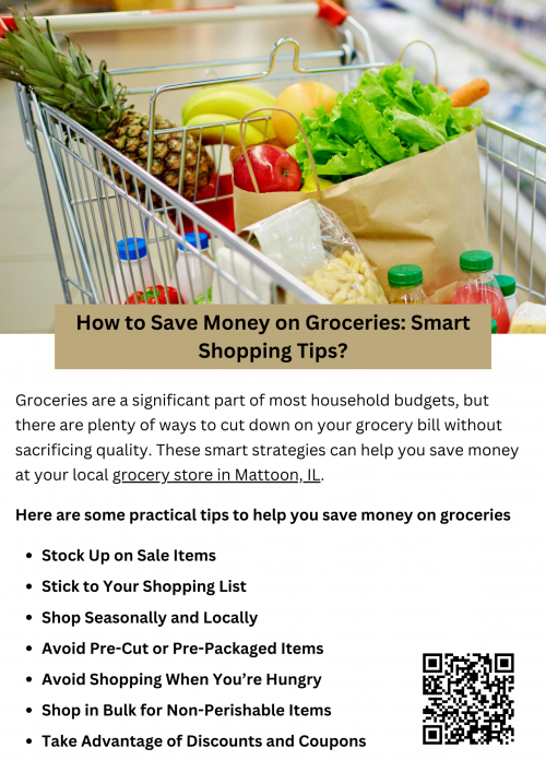 Saving money on groceries starts with planning. Create a meal plan, stick to a shopping list, and take advantage of discounts and coupons. Buy store brands and bulk items to cut costs, and shop seasonally for the best deals on fresh produce. Avoid pre-packaged foods and shop when you're not hungry. These smart strategies can help you save money at your local grocery store in Mattoon, IL. To know more visit here https://www.niemanns.com/stores/mattoon-illinois-61938/