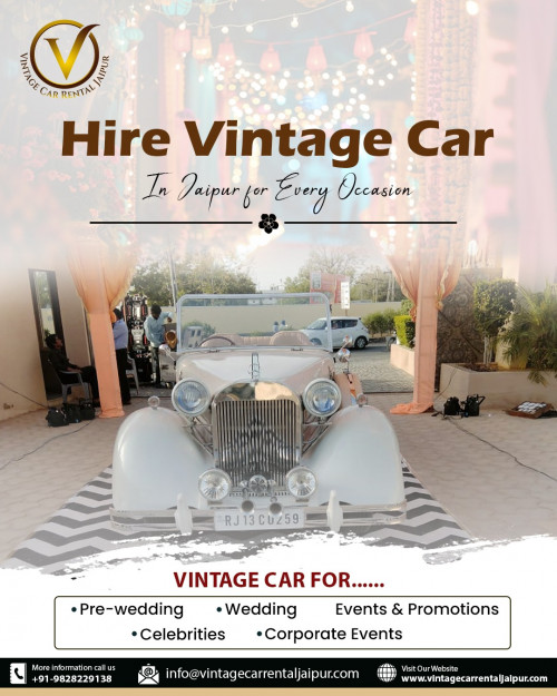 Make your moments unforgettable with our vintage car rental for special occasions in Jaipur! Whether it's a wedding, anniversary, photoshoot, or VIP event, our classic cars add a touch of luxury and elegance. Book now for a royal experience!