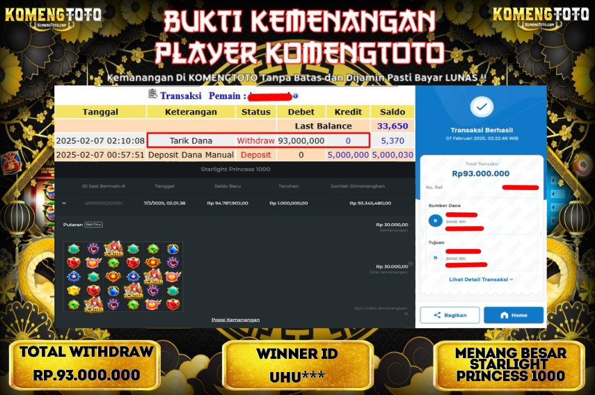 LAGI & LAGI!! KEMENANGAN BESAR DI SLOT  STARLIGHT PRINCESS 1000 SEBESAR Rp.93.000.000 KOMENGTOTO BAYAR LUNAS SECEPAT KILAT !! KOMENGTOTO BAYAR SECEPAT KILAT !!