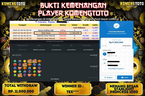 LAGI & LAGI!! KEMENANGAN BESAR DI SLOT STARLIGHT PRINCES 1000  SEBESAR Rp11.000.000 KOMENGTOTO BAYAR LUNAS SECEPAT KILAT !! KOMENGTOTO BAYAR SECEPAT KILAT !!