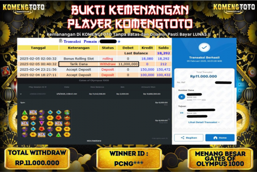 LAGI & LAGI!! KEMENANGAN BESAR DI SLOT  GATES OF OLYMPUS 1000  SEBESAR Rp11.000.000 KOMENGTOTO BAYAR LUNAS SECEPAT KILAT !! KOMENGTOTO BAYAR SECEPAT KILAT !!