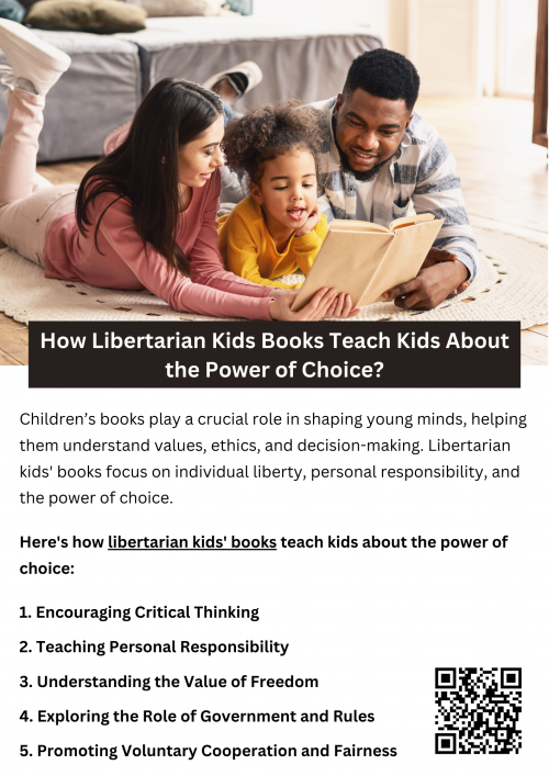 Libertarian kids' books provide valuable lessons about the power of choice, personal responsibility, and the value of freedom. By reading stories that encourage critical thinking, accountability, and voluntary cooperation, children develop a strong sense of independence and decision-making skills. These books empower young readers to understand that their choices matter and that they have the ability to shape their own futures. To know more visit here https://inflationeducation.net/shop/