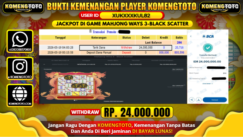 LAGI & LAGI!! KEMENANGAN BESAR DI MAHJONG WAYS 3-BLACK SCATTER SEBESAR Rp.24.000.000 KOMENGTOTO BAYAR LUNAS SECEPAT KILAT !! KOMENGTOTO BAYAR SECEPAT KILAT !!