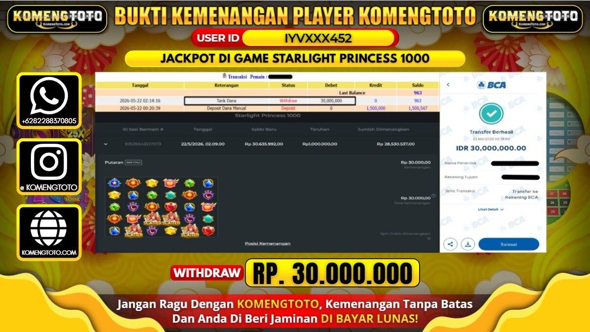 LAGI & LAGI!! KEMENANGAN BESAR DI SLOT STARLIGHT PRINCESS 1000 SEBESAR Rp.30.000.000 KOMENGTOTO BAYAR LUNAS SECEPAT KILAT !! KOMENGTOTO BAYAR SECEPAT KILAT !!