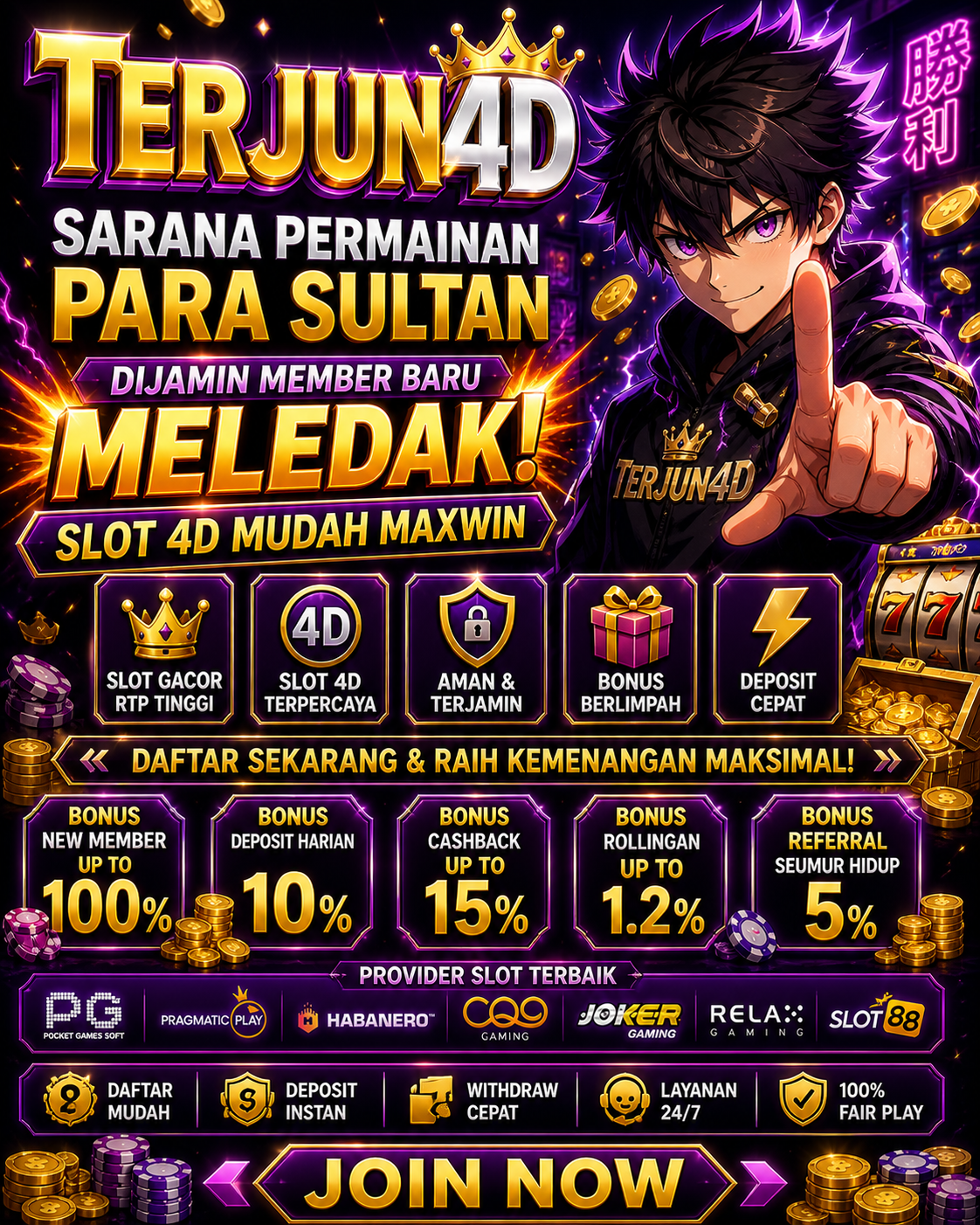TERJUN4D !! Sarana Permainan Para Sultan Dijamin Member Baru Meledak Slot 4D Mudah Maxwin