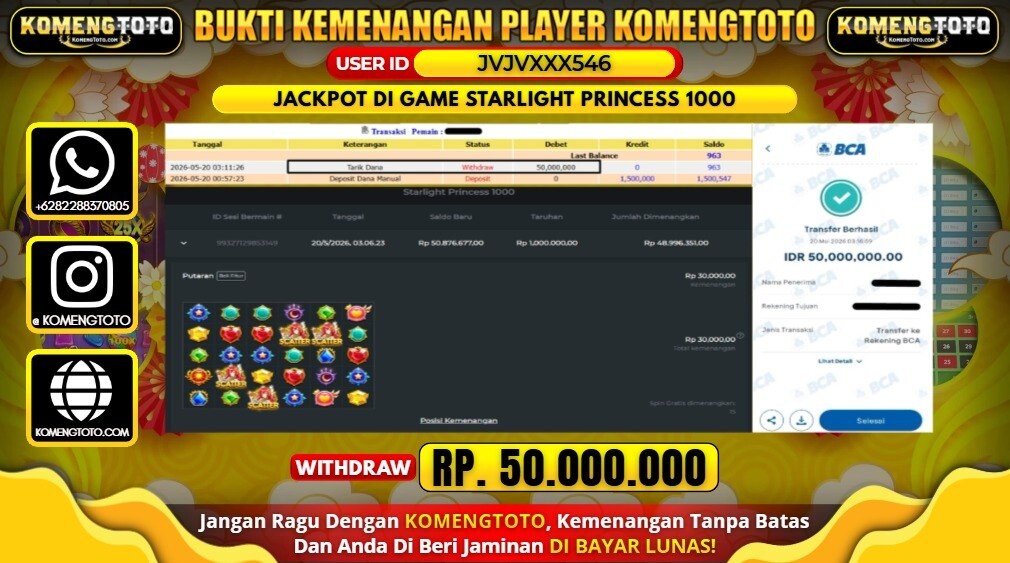 LAGI & LAGI!! KEMENANGAN BESAR DI SLOT STARLIGHT PRINCESS 1000 SEBESAR Rp.50.000.000 KOMENGTOTO BAYAR LUNAS SECEPAT KILAT !! KOMENGTOTO BAYAR SECEPAT KILAT !!