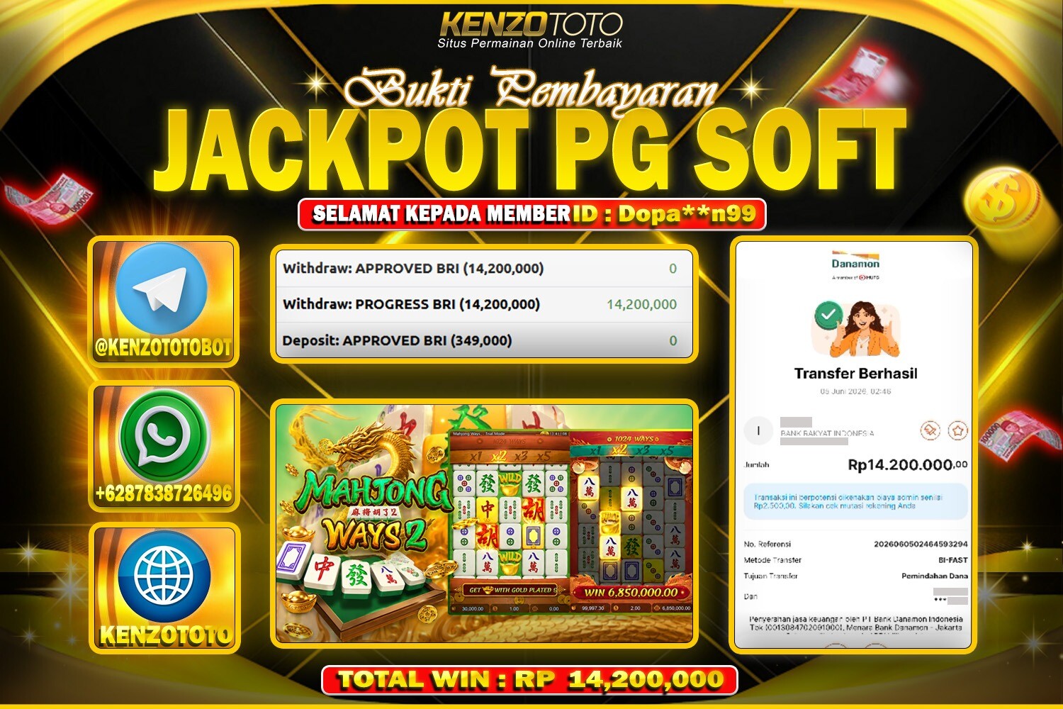 KENZOTOTO JACKPOT MAHJONG WAYS 2 Rp.14,200,000 LUNAS