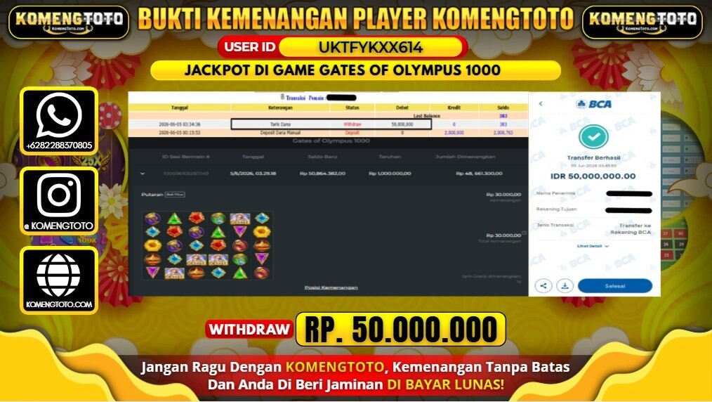 LAGI & LAGI!! KEMENANGAN BESAR DI SLOT GATES OF OLYMPUS 1000   SEBESAR Rp.50.000.000 KOMENGTOTO BAYAR LUNAS SECEPAT KILAT !! KOMENGTOTO BAYAR SECEPAT KILAT !!
