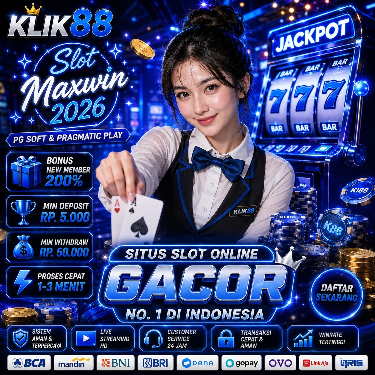KLIK88 # kali ini situs ini akan mengajak para pemain nya untuk mendapatkan bocoran RTP slot maxwin yang sangat tinggi dan anti rungkad, dengan bocoran yang dapat dipahami para pemainnya besar kemungkinan para pemainnya mendapatkan jackpot yang sangat instan.