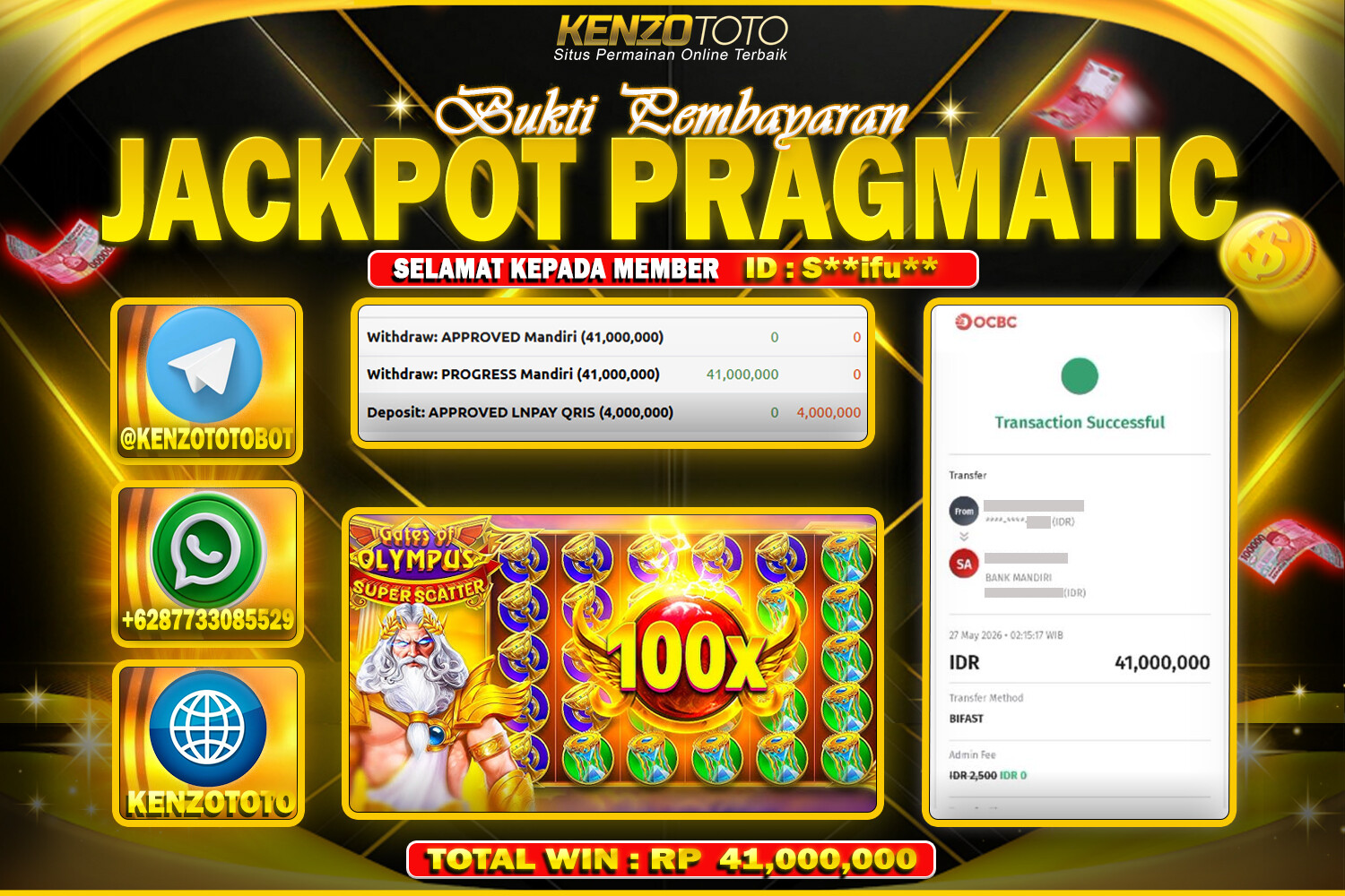KENZOTOTO JACKPOT TERBARU Rp.41,000,000 LUNAS