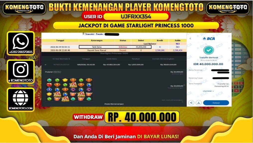 LAGI & LAGI!! KEMENANGAN BESAR DI SLOT STARLIGHT PRINCESS 1000 SEBESAR Rp.40.000.000 KOMENGTOTO BAYAR LUNAS SECEPAT KILAT !! KOMENGTOTO BAYAR SECEPAT KILAT !!
