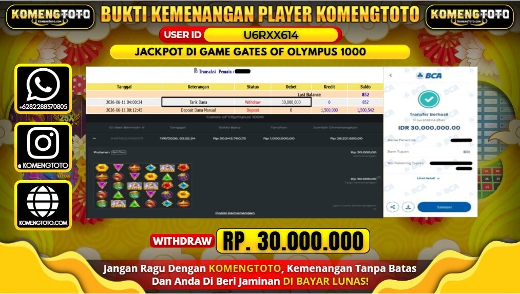 LAGI & LAGI!! KEMENANGAN BESAR DI GAME GATES OF OLYMPUS 1000 SEBESAR Rp.30.000.000 KOMENGTOTO BAYAR LUNAS SECEPAT KILAT !! KOMENGTOTO BAYAR SECEPAT KILAT !!