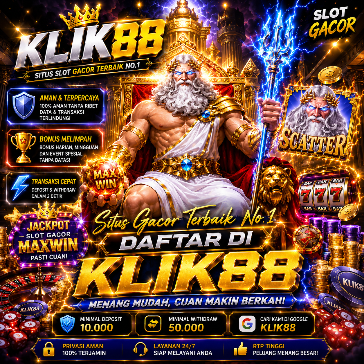 KLIK88 ~ Modal Receh Jadi Sultan,Ribuan Pemain Sudah Bergabung, Jangan Sampai Ketinggalan Keseruannya, Ayo Daftar Sekarang!