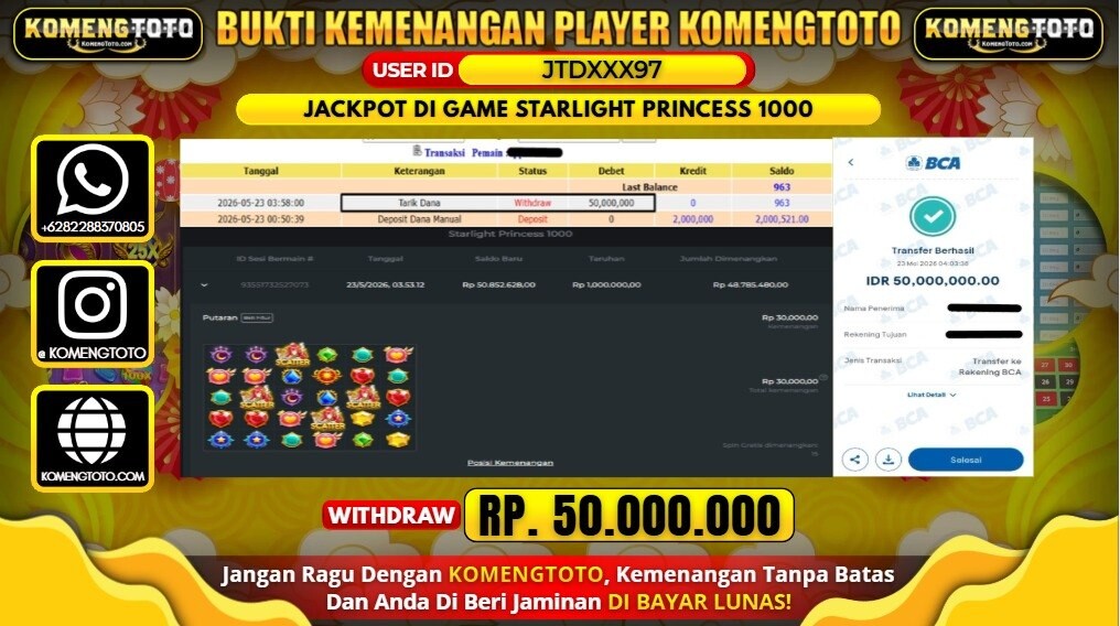 LAGI & LAGI!! KEMENANGAN BESAR DI SLOT STARLIGHT PRINCESS 1000 SEBESAR Rp.50.000.000 KOMENGTOTO BAYAR LUNAS SECEPAT KILAT !! KOMENGTOTO BAYAR SECEPAT KILAT !!