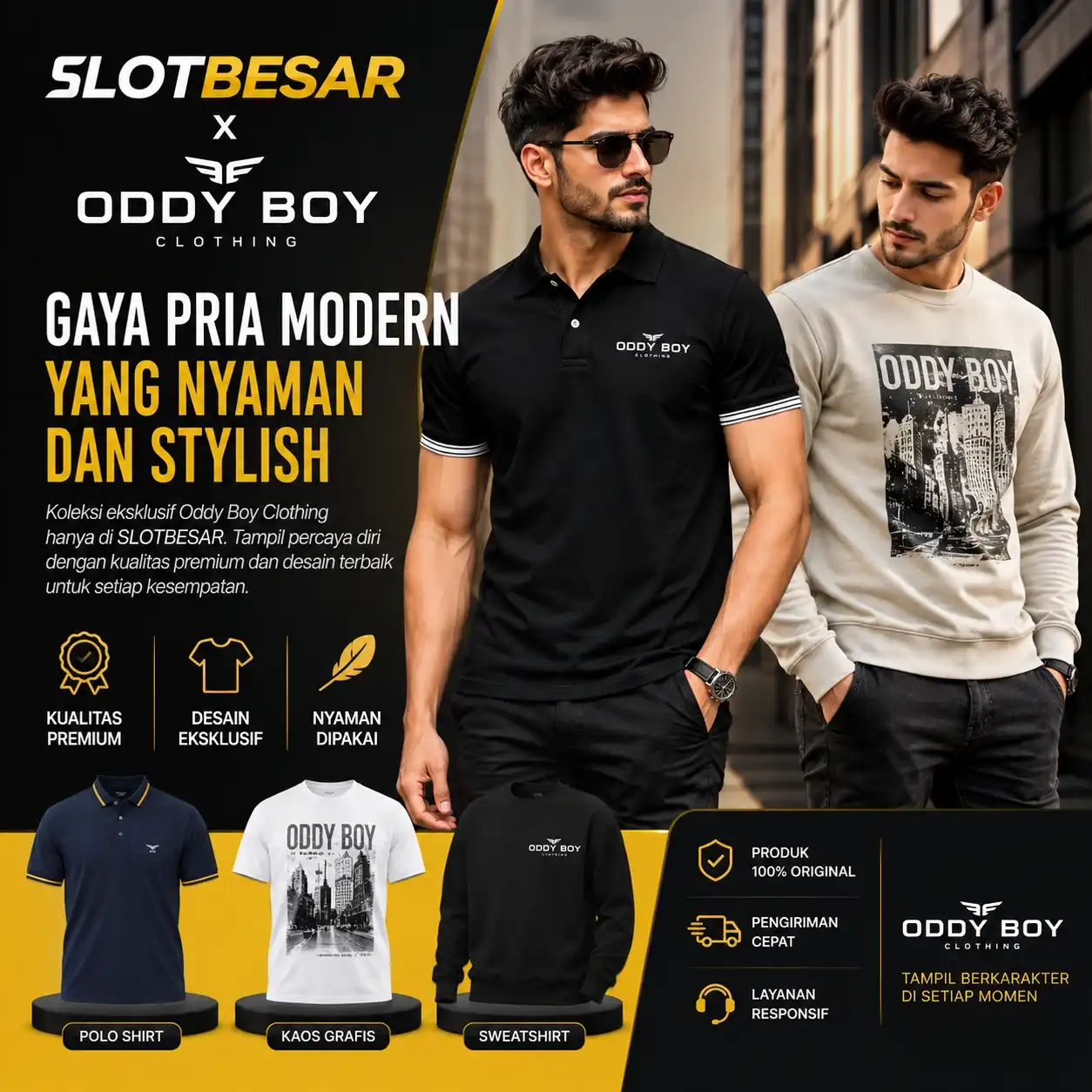 SLOTBESAR x Oddy Boy Clothing,  Pakaian Pria Modern Harga Terbaik