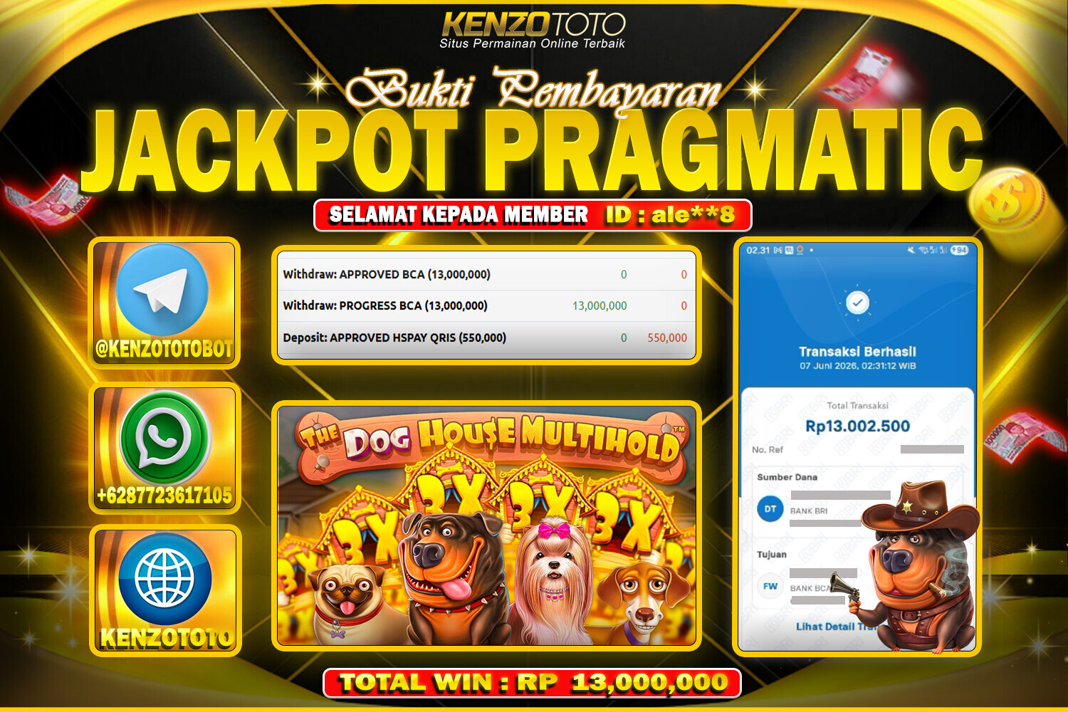 KENZOTOTO JACKPOT DOG HOUSE MULTIHOLD  Rp.13,000,000 LUNAS