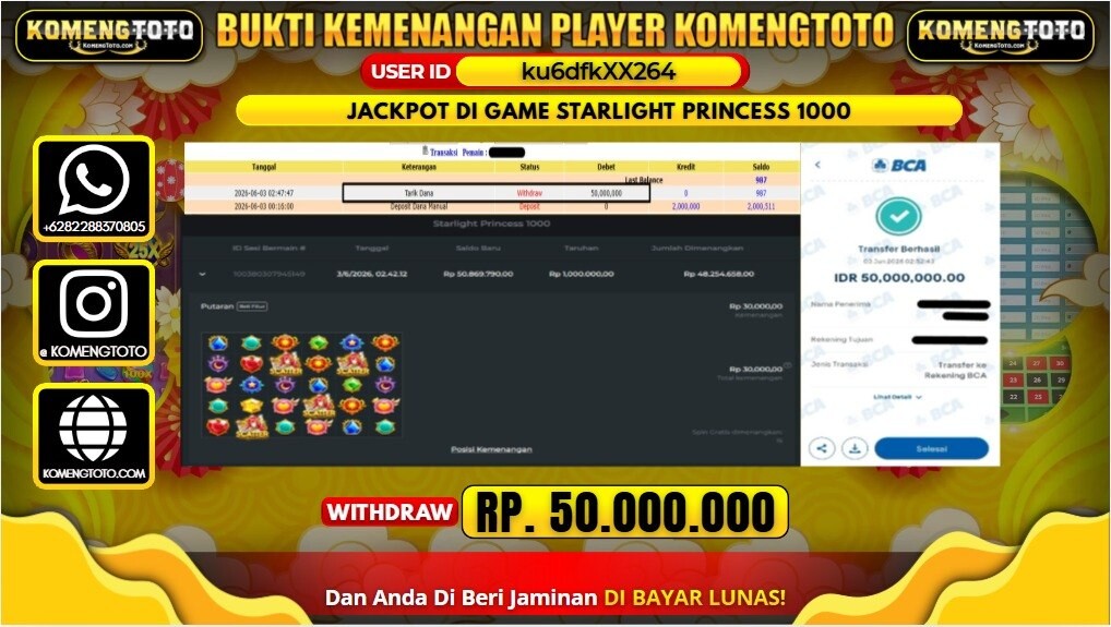 LAGI & LAGI!! KEMENANGAN BESAR DI SLOT STARLIGHT PRINCESS 1000 SEBESAR Rp.50.000.000 KOMENGTOTO BAYAR LUNAS SECEPAT KILAT !! KOMENGTOTO BAYAR SECEPAT KILAT !!